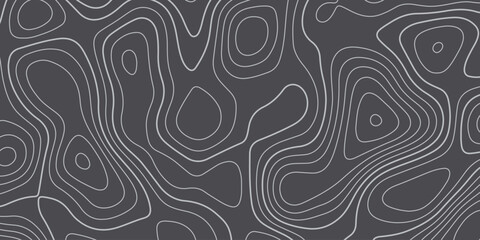 Abstract design with seamless pattern with lines topographic map. geographic mountain relief. the black on gray contours topography stylized height of the lines. geographic contour map paper texture.