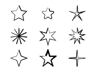 Star Doodles Transparent PNG Clipart Sheet - Hand-Drawn Sketchy Stars