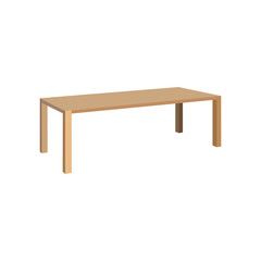 A simple, clean, and modern illustration of a light beige wooden dining table.