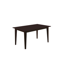 A simple, clean, and elegant image of a dark brown dining table.