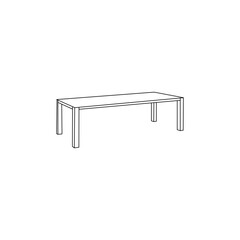 Simple line drawing of a modern rectangular dining table, ideal for furniture catalog, design inspiration, or online product presentation.