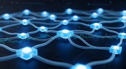 Interconnected Network - A Futuristic Web of Glowing Nodes.