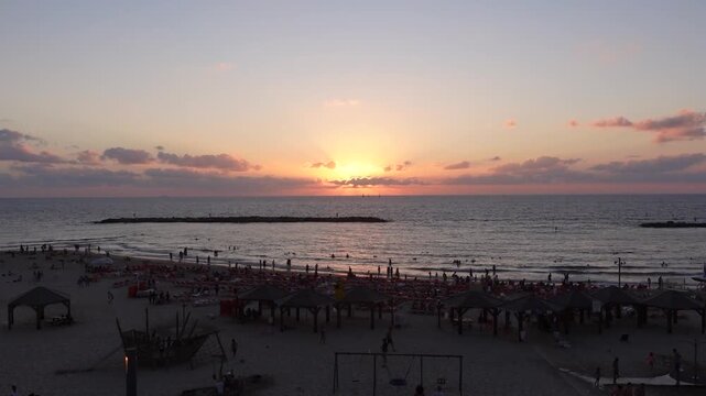 Tel Aviv in Israel the city with most beautiful beaches and view of historic old Jaffa and landmarks