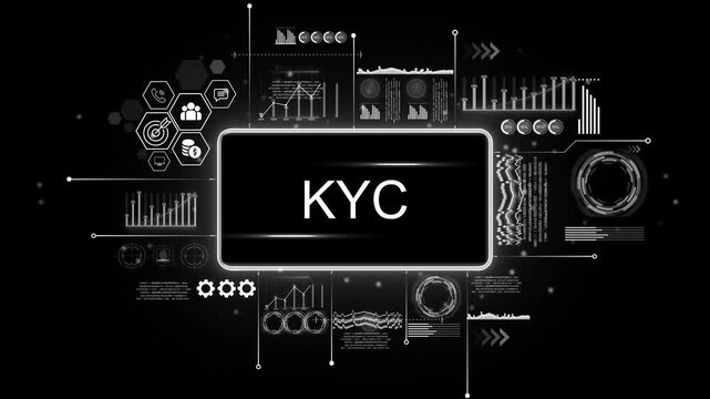 K Y C Know Your Customer Digital Interface Futuristic Technology Analytics Data Graphs Business Finance Security Verification Process