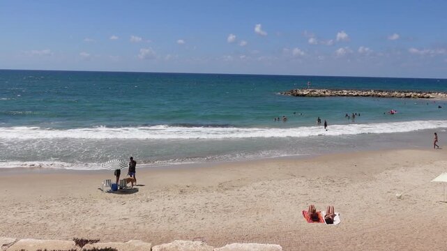 Tel Aviv in Israel the city with most beautiful beaches and view of historic old Jaffa and landmarks