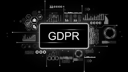 G D P R compliance data privacy technology cybersecurity digital interface analytics business security concept - Powered by Adobe