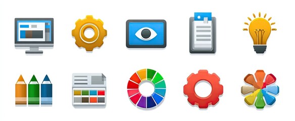Collection of graphic design and creative process icons