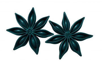 Teal star anise seed pods isolated on a transparent background, adding a touch of unique color to culinary or artistic projects