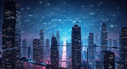 Futuristic Cityscape at Night - A Vision of Tomorrow.