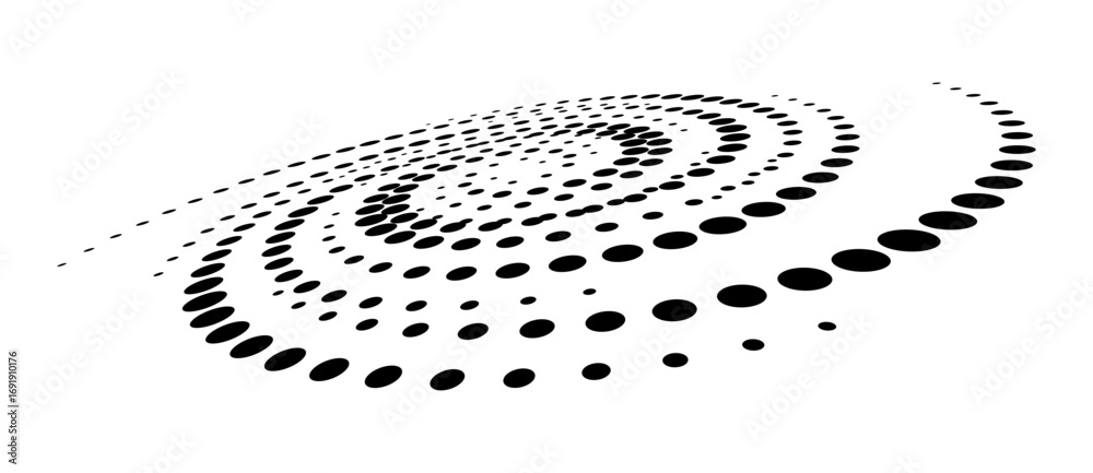 Sticker abstract dotted vector background. halftone effect. circle dotted background or icon. spiral with pe