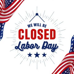 This business banner shows a vector and symbol of a USA flag to celebrate labor Day