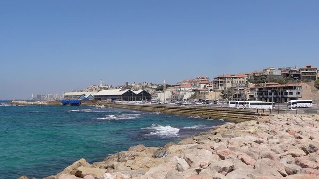 Tel Aviv in Israel the city with most beautiful beaches and view of historic old Jaffa and landmarks