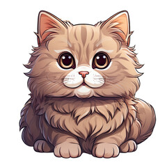 Adorable Fluffy Kitten Sitting Cute Pet Animal Cartoon Illustration for Children's Book or Print