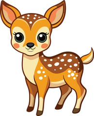baby deer sticker vector with spotted fur.