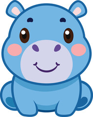baby hippo sticker vector with round cheeks.