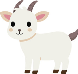 cute goat sticker vector with tiny horns.
