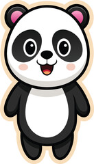 cute panda sticker vector with playful expression.