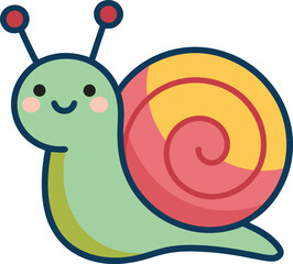 cute snail sticker vector with colorful shell.