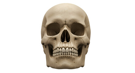 Fototapeta premium Detailed human skull, perfect for medical illustrations, anatomical studies, and Halloween designs isolated on white background