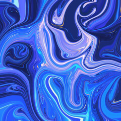 Neon liquid art with glowing swirls and abstract fluid textures, futuristic wave motion design in vibrant blue and violet tones.