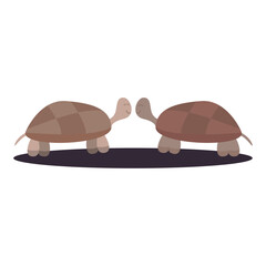 Adorable Turtles Facing Each Other A Sweet Illustration