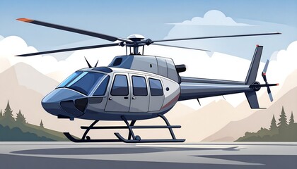 Helicopter on a mountain landing strip (1)