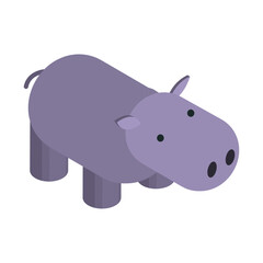 Charming Isometric Purple Hippopotamus, A Cute Animal Illustration
