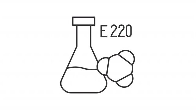 Animated sulphites anion line icon. Chemical formula animation. Food additives of allergic reaction. Source of allergen. Toxic product. Outline element on white background. HD video with alpha channel