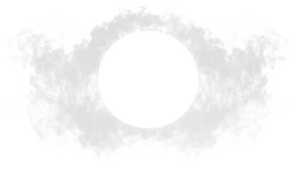 Transparent PNG of soft white smoke swirling in circular motion, isolated vapor effect, perfect for design, mystic, atmosphere, abstract, background, overlay, air, texture, light flow.
