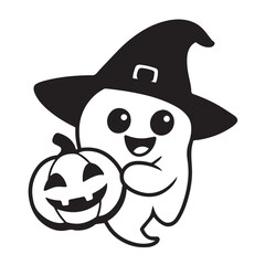  Spooky Halloween vector with pumpkins, bats, ghosts, and a haunted house in dark festive colors