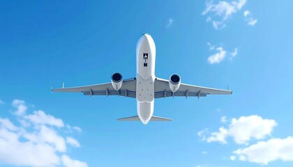 Obraz premium Airplane soaring through a vibrant blue sky