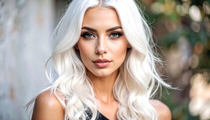 Naklejka premium Woman with platinum blonde hair