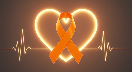 Heart shaped ribbon awareness graphic