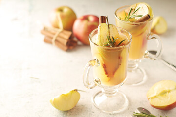 Warm apple autumn drink with cinnamon