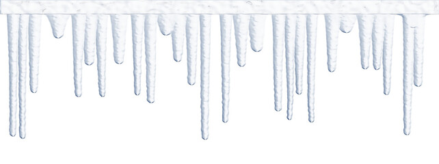 テキストスペースがある背景に垂れ下がるつららのセットの3dイラスト