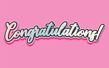 CONGRATULATIONS!, Congratulations gradient lettering greeting sign. Handwritten modern brush lettering with golden stars. Text for card, T-shirt print, banner, poster, web, notebook, sketchbook