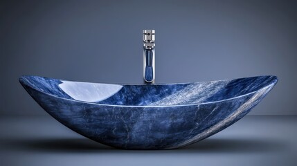 Deep blue oval stone sink