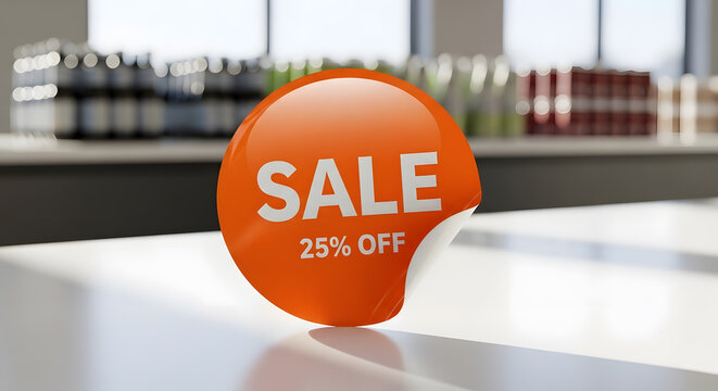 Retail Sale Sticker on Checkout Counter