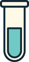 Minimalist illustration of a test tube filled with light blue liquid science laboratory equipment for chemistry biology medical or educational purposes with clean lines and modern design