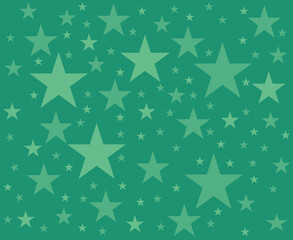 Fototapeta premium Abstract seamless groovy festive pattern with stars in green on a dark green background