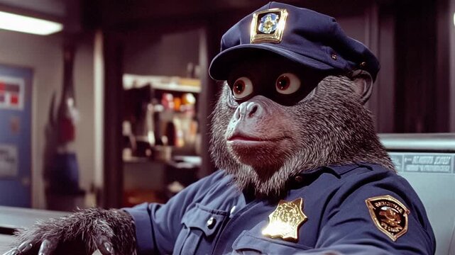 Stupid monkey police, funny movie 80s