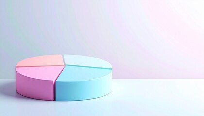 Soft Pastel 3D Pie Chart on Minimal Background