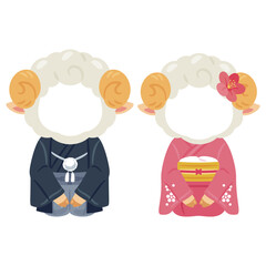 晴れ姿の未年のキャラクター　男女　フォトフレーム