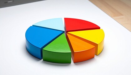 Simple Vibrant 3D Pie Chart on Clean White Background