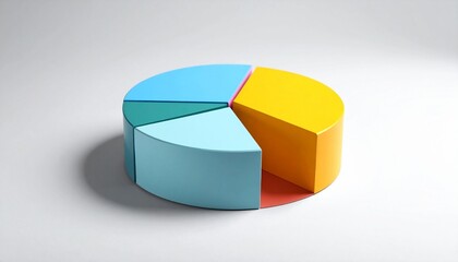 Obraz premium Simple Vibrant 3D Pie Chart on Clean White Background