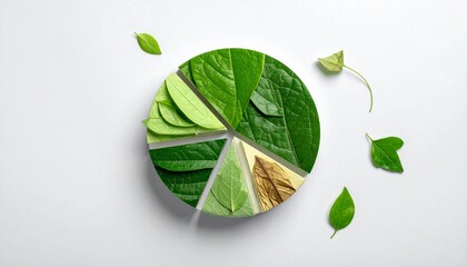 Pie Chart Made from Fresh Green Leaves