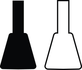 Nail polish bottle icon set in black silhouette and line outline style, beauty cosmetic container group, flat minimal vector collection for manicure, pedicure, and salon design