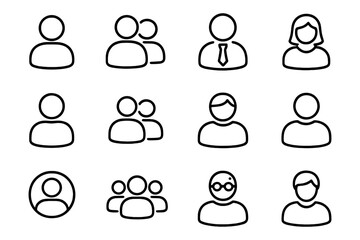 Minimalist outline icons of people in different roles