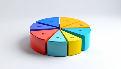 Obraz premium Colorful 3D Pie Chart on White Background
