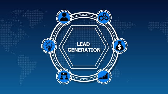 Lead Generation. Finding and identifying customers for your business products or services. Finance concept. Lead generation icon showing customer acquisition, marketing strategy, and business growth.